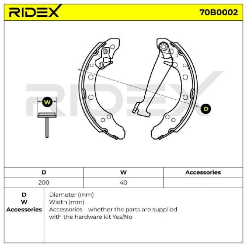 RIDEX Bremsbacken Satz für Trommelbremse Hinten mit Handbremshebel für VW 200mm Bild RIDEX Bremsbacken Satz für Trommelbremse Hinten mit Handbremshebel für VW 200mm