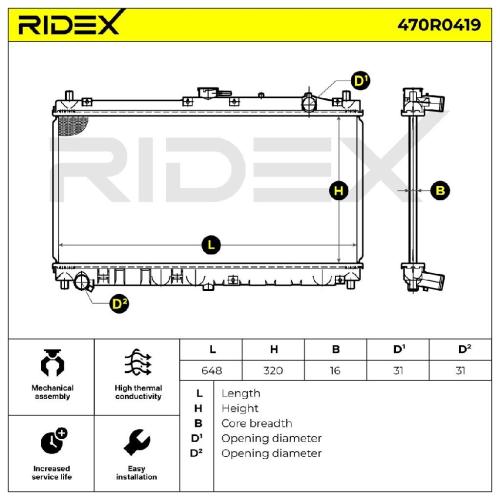 RIDEX 470R0419 Motorkühler / Wasserkühler für MAZDA MX-5 II (NB) BP4W15200A Bild RIDEX 470R0419 Motorkühler / Wasserkühler für MAZDA MX-5 II (NB) BP4W15200A