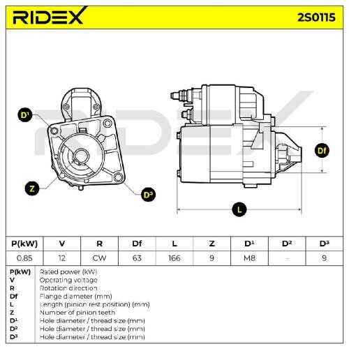RIDEX Motor Starter/Anlasser 0,8kW für FIAT PANDA (169) 500 (312) GRANDE PUNTO Bild RIDEX Motor Starter/Anlasser 0,8kW für FIAT PANDA (169) 500 (312) GRANDE PUNTO