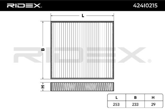 RIDEX 424I0215 Innenraumfilter Pollenfilter Aktivkohlefilter Höhe: 29 Breite: Bild RIDEX 424I0215 Innenraumfilter Pollenfilter Aktivkohlefilter Höhe: 29 Breite: