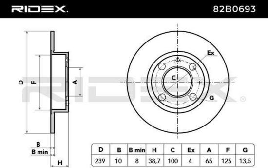 RIDEX 82B0693 2x Bremsscheiben Vorne Ø238,8mm voll für VW Golf 1I Bild RIDEX 82B0693 2x Bremsscheiben Vorne Ø238,8mm voll für VW Golf 1I