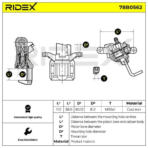 RIDEX 78B0562 Bremssattel Bremszange Hinten links für HONDA CIVIC VI Hatchback Bild RIDEX 78B0562 Bremssattel Bremszange Hinten links für HONDA CIVIC VI Hatchback