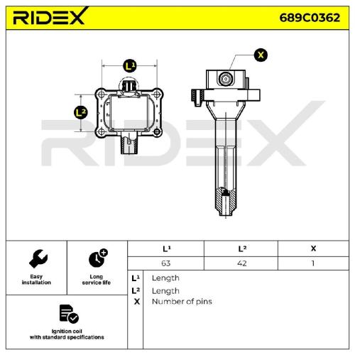 RIDEX 689C0362 Zündspule 12V passend für MERCEDES-BENZ Stufenheck (W124) 1580103 Bild RIDEX 689C0362 Zündspule 12V passend für MERCEDES-BENZ Stufenheck (W124) 1580103