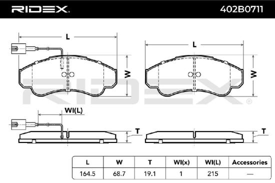 RIDEX Bremsbelagsatz Bremsbeläge Vorne für FIAT Ducato Kastenwagen (250, 290) Bild RIDEX Bremsbelagsatz Bremsbeläge Vorne für FIAT Ducato Kastenwagen (250, 290)
