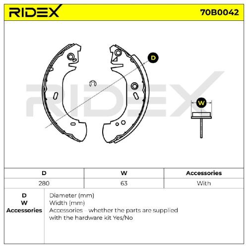 RIDEX Bremsbacken Satz für Trommelbremse Hinten ohne Hebel für RENAULT 281mm Bild RIDEX Bremsbacken Satz für Trommelbremse Hinten ohne Hebel für RENAULT 281mm