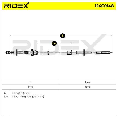 RIDEX Handbremsseil Hinten Rechts Links für VW POLO (6N2) Bild RIDEX Handbremsseil Hinten Rechts Links für VW POLO (6N2)