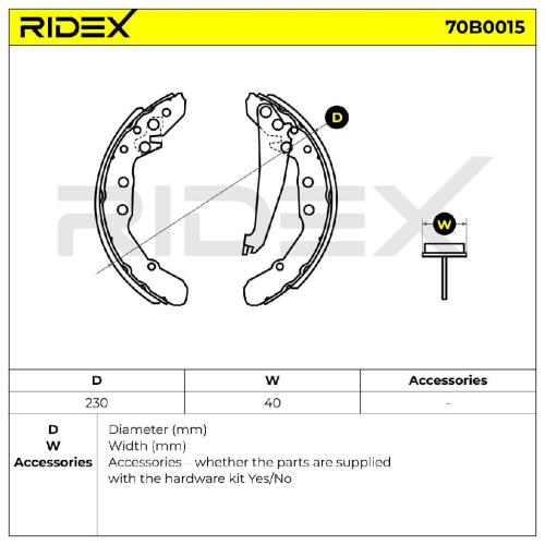RIDEX Bremsbacken Satz für Trommelbremse Hinten mit Hebel für AUDI 80 Limousine Bild RIDEX Bremsbacken Satz für Trommelbremse Hinten mit Hebel für AUDI 80 Limousine
