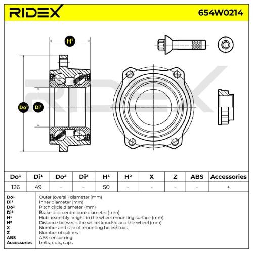 RIDEX 654W0214 Radlagersatz pro 1 Rad Hinten beidseitig 2119810227 A2119810227 Bild RIDEX 654W0214 Radlagersatz pro 1 Rad Hinten beidseitig 2119810227 A2119810227