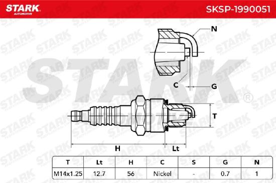 STARK SKSP-1990051 Zündkerze Nickel Spanner Size: 20,8 Gewindelänge: 12,7 Bild STARK SKSP-1990051 Zündkerze Nickel Spanner Size: 20,8 Gewindelänge: 12,7