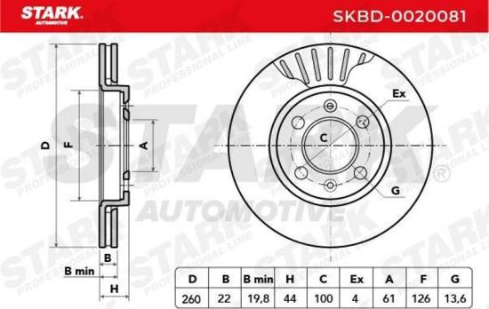 STARK SKBD-0020081 2x Bremsscheiben Vorne Ø259,6mm Belüftet für RENAULT Bild STARK SKBD-0020081 2x Bremsscheiben Vorne Ø259,6mm Belüftet für RENAULT