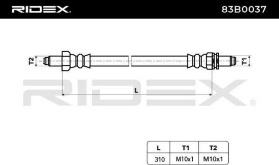 RIDEX Bremsschlauch 83B0037 HINTEN beidseitig VORNE beidseitig BREMSSCHLÄUCHE Bild RIDEX Bremsschlauch 83B0037 HINTEN beidseitig VORNE beidseitig BREMSSCHLÄUCHE