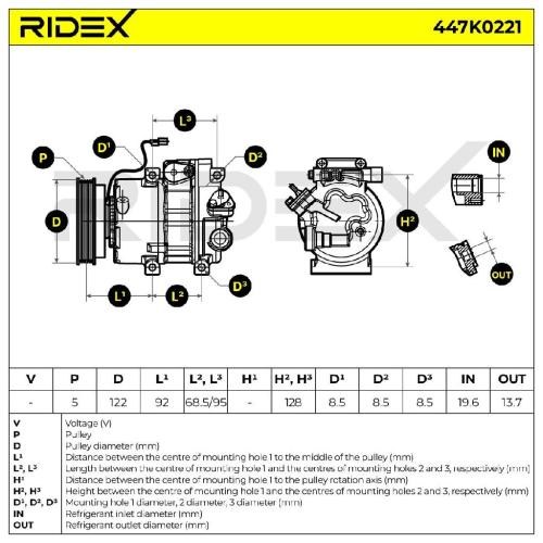 RIDEX A/C Kompressor für Klimaanlage Klimakompressor mit ID: VS16 mit 122mm Bild RIDEX A/C Kompressor für Klimaanlage Klimakompressor mit ID: VS16 mit 122mm