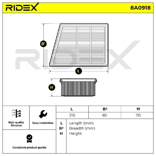 RIDEX 8A0918 Motor Luftfilter Filtereinsatz für FORD Fiesta Mk7 Schrägheck Bild RIDEX 8A0918 Motor Luftfilter Filtereinsatz für FORD Fiesta Mk7 Schrägheck