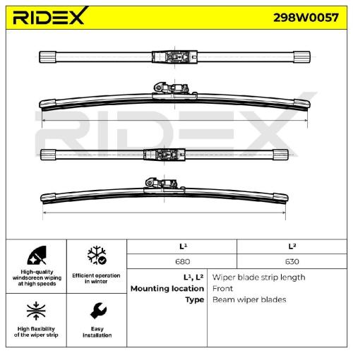 RIDEX Scheibenwischer Satz Wischerblätter Satz mit Spoiler Vorne Länge 1: 680mm Bild RIDEX Scheibenwischer Satz Wischerblätter Satz mit Spoiler Vorne Länge 1: 680mm