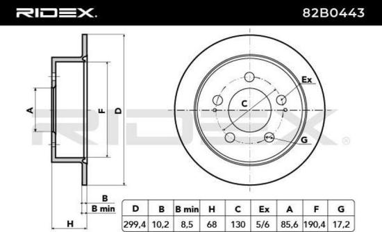 RIDEX 82B0443 2x Bremsscheiben Hinten Ø299mm voll für SSANGYONG REXTON W Bild RIDEX 82B0443 2x Bremsscheiben Hinten Ø299mm voll für SSANGYONG REXTON W