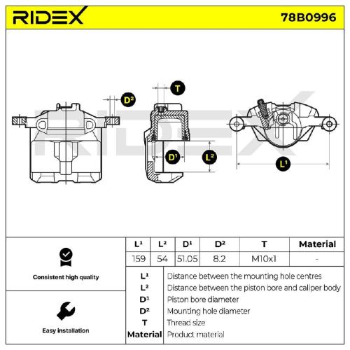 RIDEX 78B0996 Bremssattel Bremszange Vorne links für HONDA CIVIC VI Hatchback Bild RIDEX 78B0996 Bremssattel Bremszange Vorne links für HONDA CIVIC VI Hatchback