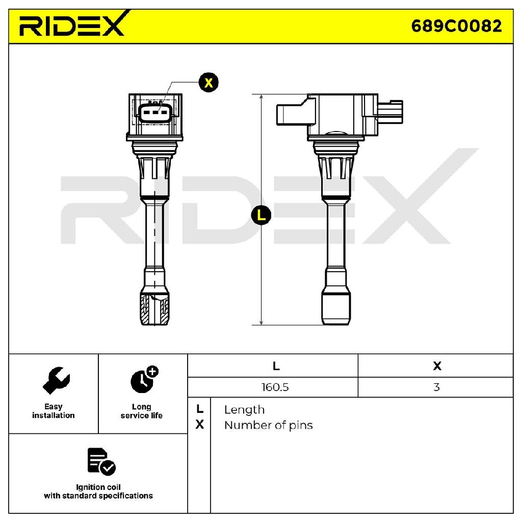 RIDEX 689C0082 Zündspule für NISSAN Qashqai / Qashqai +2 I (J10, NJ10)