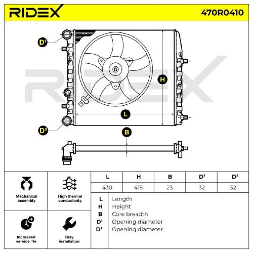 RIDEX 470R0410 Motorkühler / Wasserkühler inkl. Lüfter für VW POLO (9N) Bild RIDEX 470R0410 Motorkühler / Wasserkühler inkl. Lüfter für VW POLO (9N)