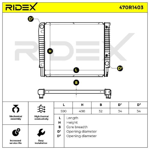 RIDEX 470R1403 Motorkühler / Wasserkühler für VOLVO 960 II Kombi (965) 1397561 Bild RIDEX 470R1403 Motorkühler / Wasserkühler für VOLVO 960 II Kombi (965) 1397561