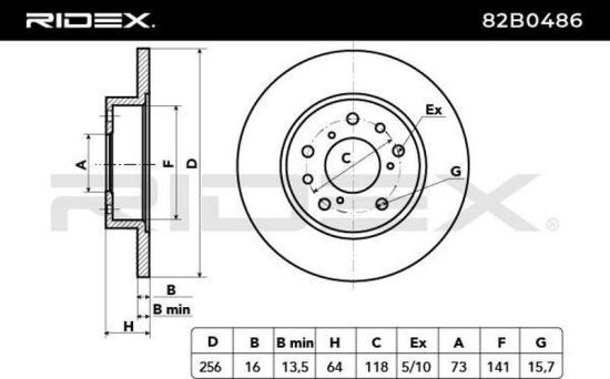 RIDEX 82B0486 2x Bremsscheiben Vorne Ø255,6mm voll für FIAT DUCATO Kasten Bild RIDEX 82B0486 2x Bremsscheiben Vorne Ø255,6mm voll für FIAT DUCATO Kasten