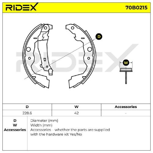 RIDEX Bremsbacken Satz für Trommelbremse Hinten ohne Zubehör ohne Feder ohne mit Bild RIDEX Bremsbacken Satz für Trommelbremse Hinten ohne Zubehör ohne Feder ohne mit