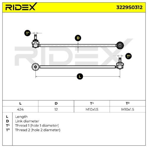 RIDEX 1x Koppelstange Stabilisator Vorne für BMW 7 (E65, E66, E67) für ALPINA B7 Bild RIDEX 1x Koppelstange Stabilisator Vorne für BMW 7 (E65, E66, E67) für ALPINA B7