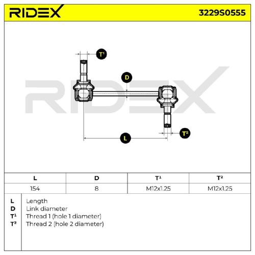 RIDEX 1x Koppelstange Stabilisator Vorne beidseitig für RENAULT Megane 1I Bild RIDEX 1x Koppelstange Stabilisator Vorne beidseitig für RENAULT Megane 1I