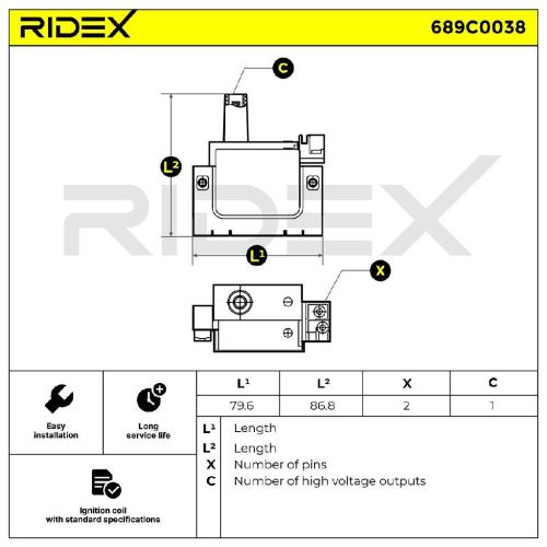 RIDEX 689C0038 Zündspule für HONDA CIVIC VI Hatchback (EJ, EK) 30500PT2006 Bild RIDEX 689C0038 Zündspule für HONDA CIVIC VI Hatchback (EJ, EK) 30500PT2006