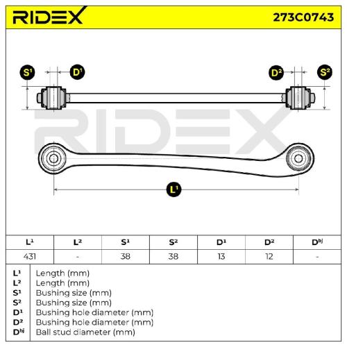 RIDEX 273C0743 Lenker Radaufhängung Querlenker Rear beidseitig 1403503406 Bild RIDEX 273C0743 Lenker Radaufhängung Querlenker Rear beidseitig 1403503406