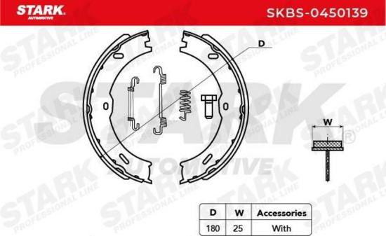 STARK Bremsbacken Satz für Trommelbremse Hinten mit Zubehör SKBS-0450139 Bild STARK Bremsbacken Satz für Trommelbremse Hinten mit Zubehör SKBS-0450139