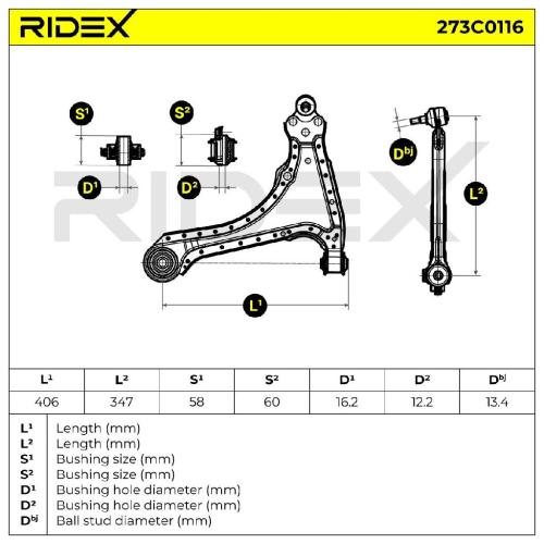 RIDEX 273C0116 Lenker Radaufhängung Querlenker Front für OPEL Astra G CC (T98) Bild RIDEX 273C0116 Lenker Radaufhängung Querlenker Front für OPEL Astra G CC (T98)