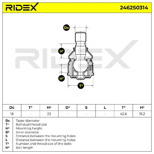 RIDEX 2462S0314 Traggelenk Führungsgelenk Vorne für MAZDA 5 (CR19) 3 (BK) 3 (BL) Bild RIDEX 2462S0314 Traggelenk Führungsgelenk Vorne für MAZDA 5 (CR19) 3 (BK) 3 (BL)