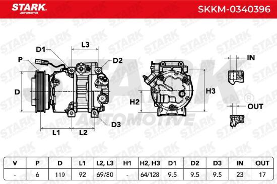 STARK A/C Kompressor für Klimaanlage Klimakompressor PAG 46 mit 119mm 977013K120 Bild STARK A/C Kompressor für Klimaanlage Klimakompressor PAG 46 mit 119mm 977013K120