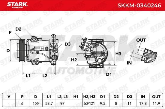 STARK A/C Kompressor für Klimaanlage Klimakompressor mit ID: 6CVC13 PAG 46 mit Bild STARK A/C Kompressor für Klimaanlage Klimakompressor mit ID: 6CVC13 PAG 46 mit