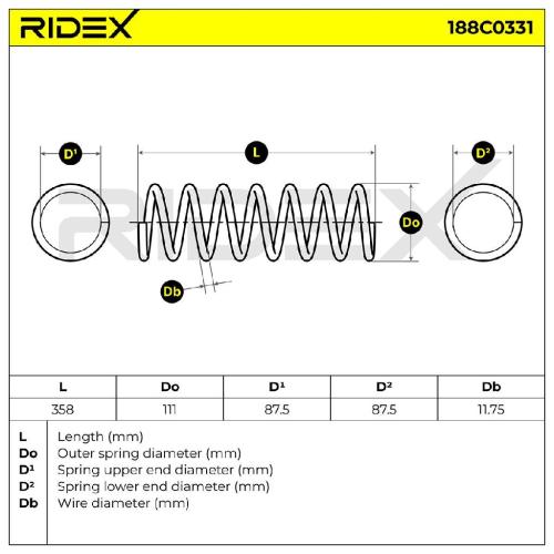 RIDEX 188C0331 2x Federn Fahrwerksfedern Hinten für FORD C-MAX (DM2) Bild RIDEX 188C0331 2x Federn Fahrwerksfedern Hinten für FORD C-MAX (DM2)
