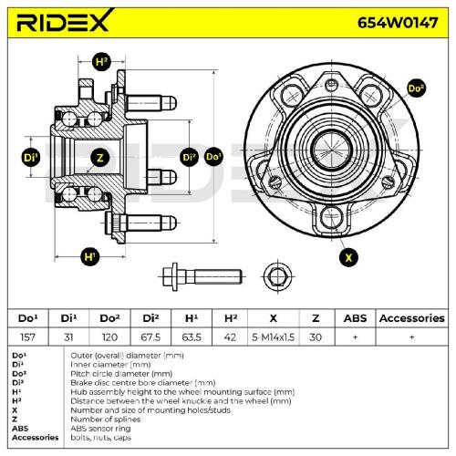 RIDEX 654W0147 Radlagersatz pro 1 Rad Vorne beidseitig für OPEL INSIGNIA Caravan Bild RIDEX 654W0147 Radlagersatz pro 1 Rad Vorne beidseitig für OPEL INSIGNIA Caravan