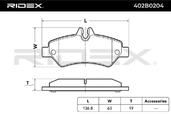 RIDEX Bremsbelagsatz Bremsbeläge Hinten passend für MERCEDES-BENZ für VW Bild RIDEX Bremsbelagsatz Bremsbeläge Hinten passend für MERCEDES-BENZ für VW