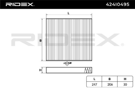 RIDEX 424I0495 Innenraumfilter Pollenfilter Höhe: 30 Breite: 206 Länge: 247 Bild RIDEX 424I0495 Innenraumfilter Pollenfilter Höhe: 30 Breite: 206 Länge: 247