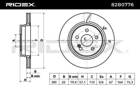 RIDEX 82B0776 2x Bremsscheiben Hinten Ø300mm Belüftet 0004231212 2044230712 Bild RIDEX 82B0776 2x Bremsscheiben Hinten Ø300mm Belüftet 0004231212 2044230712
