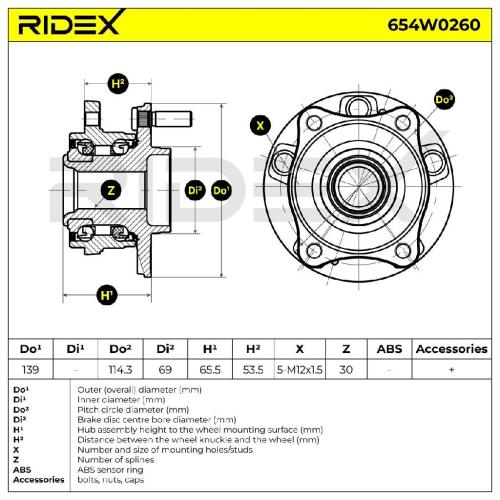 RIDEX 654W0260 Radlagersatz pro 1 Rad für HYUNDAI Tucson (TL, TLE) 517503J000DS Bild RIDEX 654W0260 Radlagersatz pro 1 Rad für HYUNDAI Tucson (TL, TLE) 517503J000DS