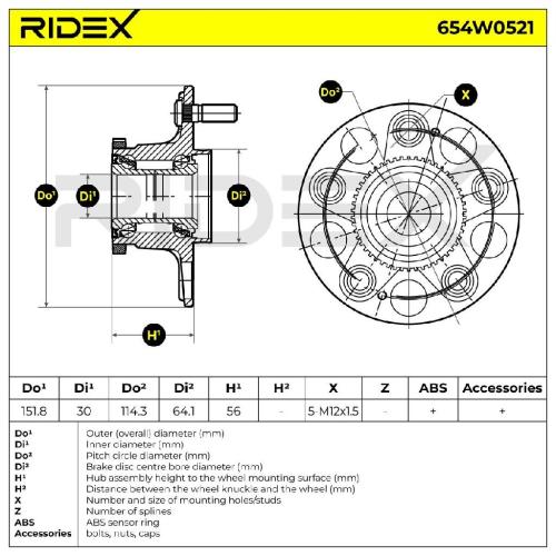 RIDEX 654W0521 Radlagersatz pro 1 Rad Hinten beidseitig für HONDA 42200S87A51 Bild RIDEX 654W0521 Radlagersatz pro 1 Rad Hinten beidseitig für HONDA 42200S87A51