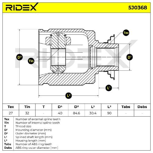 RIDEX 5J0368 Gelenksatz Antriebswelle Achswelle getriebeseitig für HONDA Bild RIDEX 5J0368 Gelenksatz Antriebswelle Achswelle getriebeseitig für HONDA