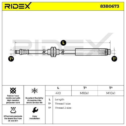 RIDEX Bremsschlauch 83B0673 HINTEN beidseitig BREMSSCHLÄUCHE Länge: 382mm Bild RIDEX Bremsschlauch 83B0673 HINTEN beidseitig BREMSSCHLÄUCHE Länge: 382mm