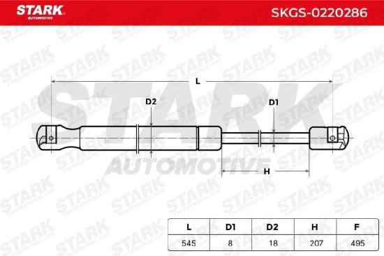 STARK SKGS-0220286 Heckklappendämpfer Fahrzeugheckklappe beidseitig Länge:544mm Bild STARK SKGS-0220286 Heckklappendämpfer Fahrzeugheckklappe beidseitig Länge:544mm
