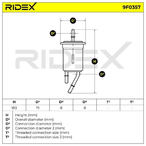 RIDEX 9F0357 Kraftstofffilter Line Filter für KIA RIO II (JB) 0K30A13480 Bild RIDEX 9F0357 Kraftstofffilter Line Filter für KIA RIO II (JB) 0K30A13480