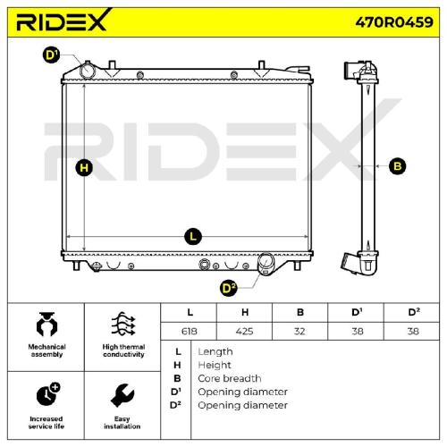 RIDEX 470R0459 Motorkühler / Wasserkühler für OPEL Frontera B SUV (U99) 91157107 Bild RIDEX 470R0459 Motorkühler / Wasserkühler für OPEL Frontera B SUV (U99) 91157107