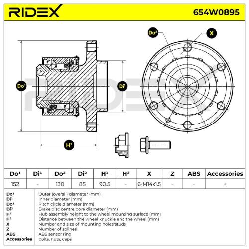 RIDEX 654W0895 Radlagersatz pro 1 Rad Vorne beidseitig passend für MERCEDES-BENZ Bild RIDEX 654W0895 Radlagersatz pro 1 Rad Vorne beidseitig passend für MERCEDES-BENZ