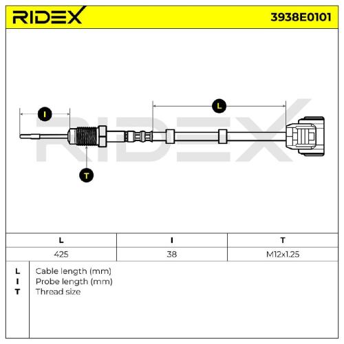 RIDEX 3938E0101 Abgastemperatursensor 2-Polig für NISSAN Qashqai / Qashqai +2 I Bild RIDEX 3938E0101 Abgastemperatursensor 2-Polig für NISSAN Qashqai / Qashqai +2 I