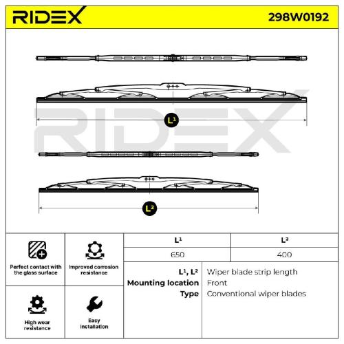 2x RIDEX Scheibenwischer Satz Wischerblätter Satz ohne Spoiler Vorne Länge 1: Bild 2x RIDEX Scheibenwischer Satz Wischerblätter Satz ohne Spoiler Vorne Länge 1: