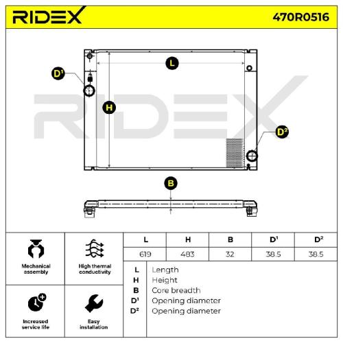 RIDEX 470R0516 Motorkühler / Wasserkühler für BMW 5 Limousine (E60) 17114513781 Bild RIDEX 470R0516 Motorkühler / Wasserkühler für BMW 5 Limousine (E60) 17114513781